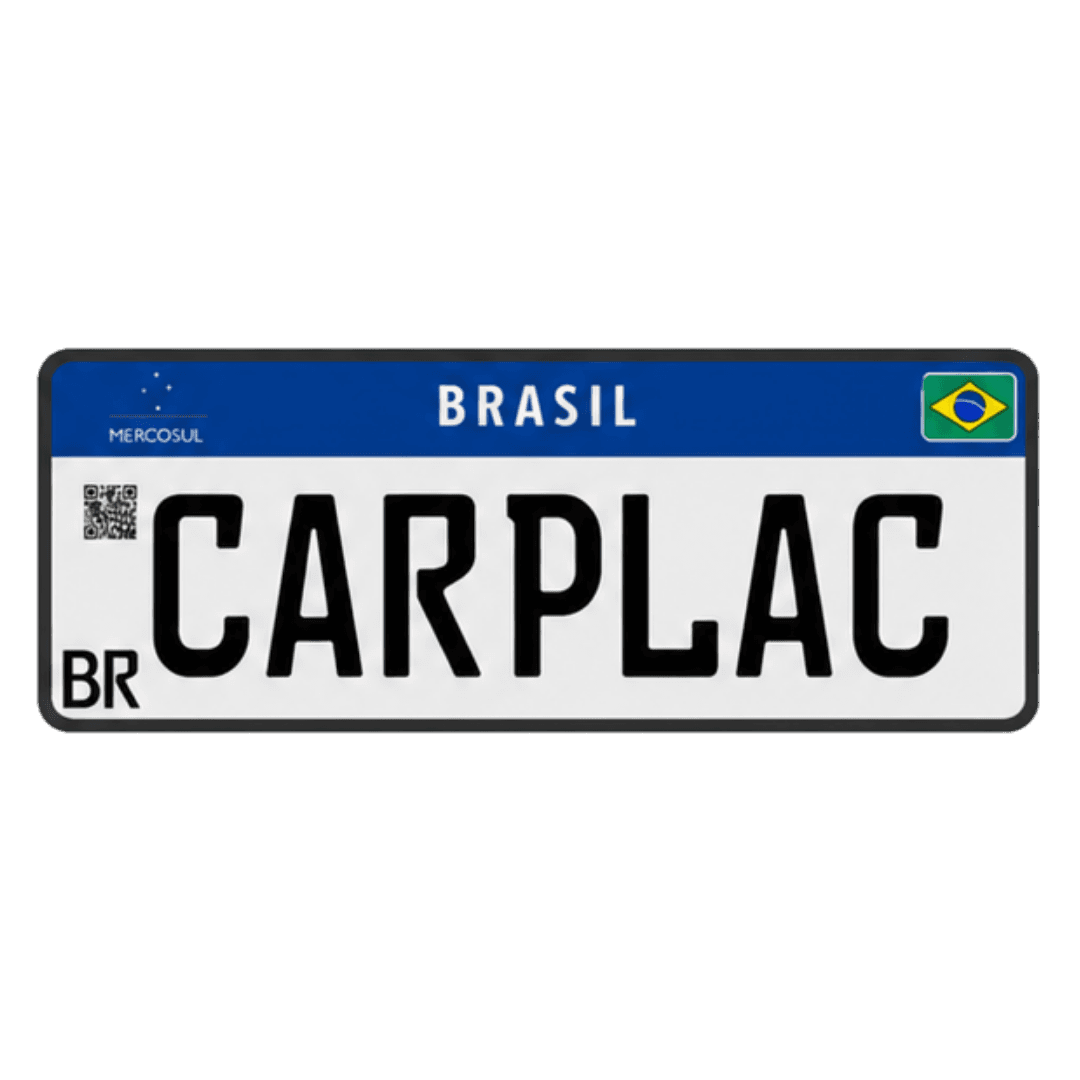 Placa Mercosul particular fabricada pela Carplac em Joinville